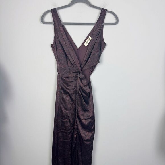 NICHOLAS | 100% Silk Silvina Wrap Maroon Snakeskin Cutout Gown Women’s Size 0 - Picture 2 of 10